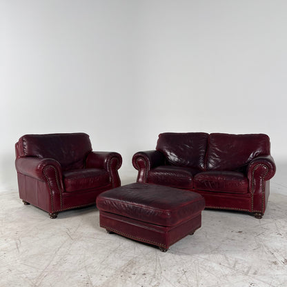 Natuzzi distressed sofa set. Loveseat + single seater