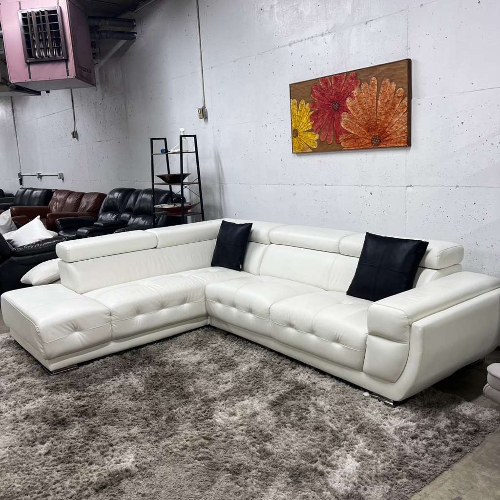 Lincoln sectional by future designs. Leather L shaped sofa couch.