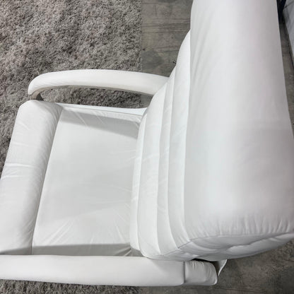 La z boy genuine recliner. White leather reclining chair.