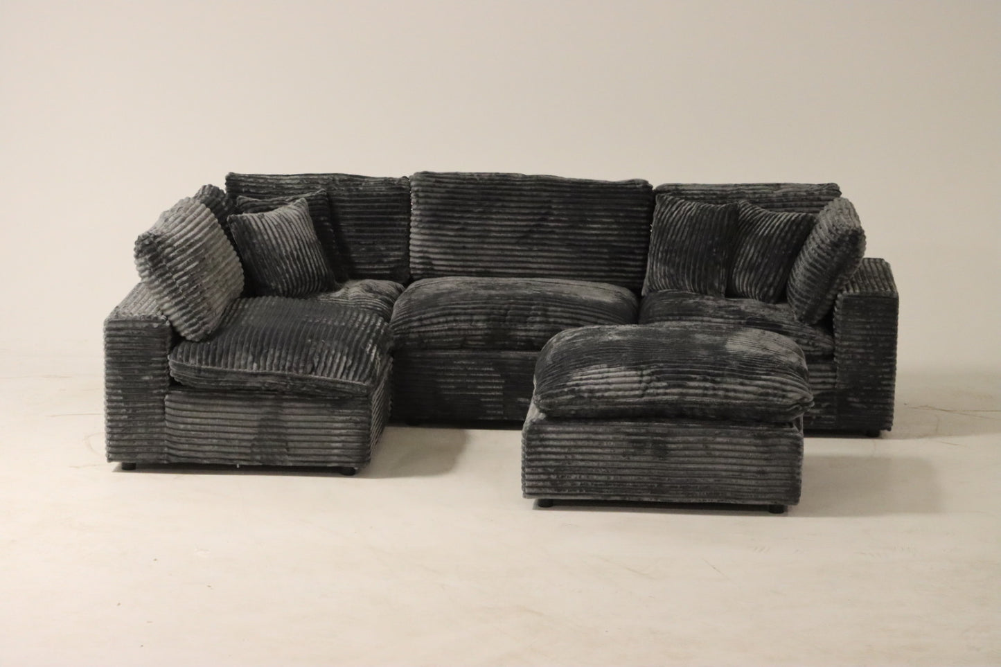 Cloud Modular Sectional – Dark Grey Striped Corduroy