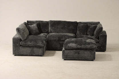 Cloud Modular Sectional – Dark Grey Striped Corduroy