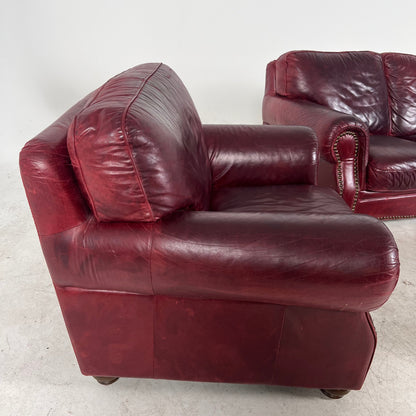Natuzzi distressed sofa set. Loveseat + single seater