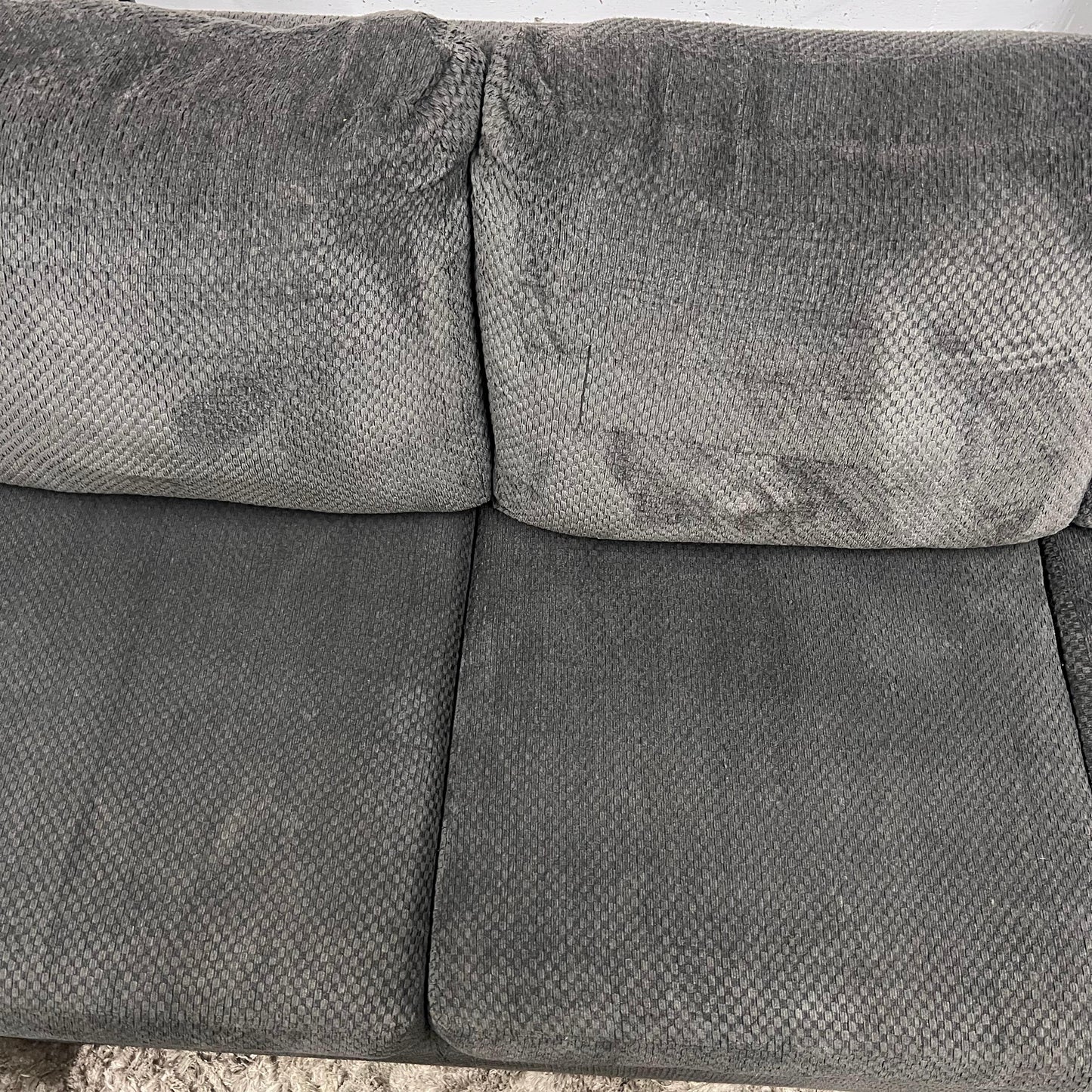 Large sectional with ottoman. Fabric L shaped sofa couch.