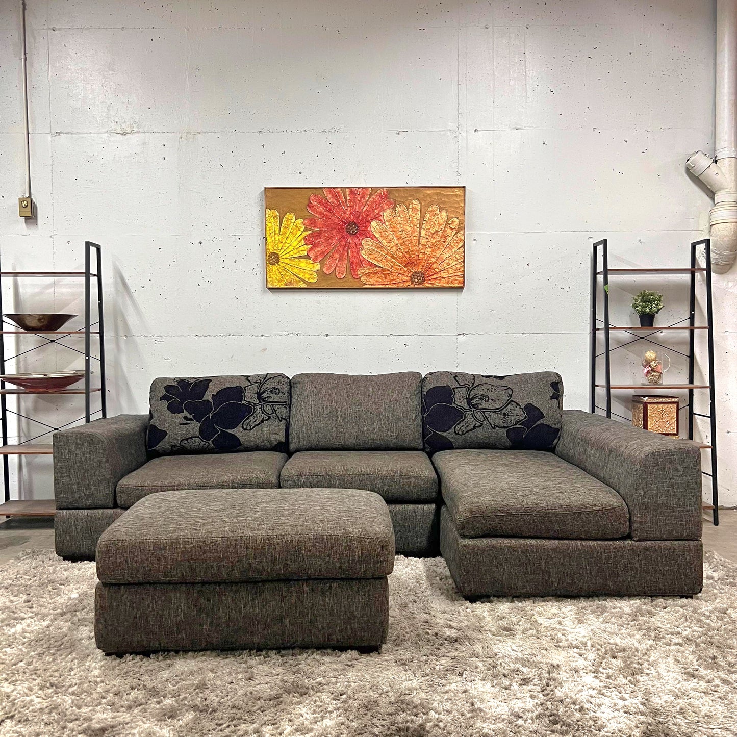 Cozy sectional with matching ottoman