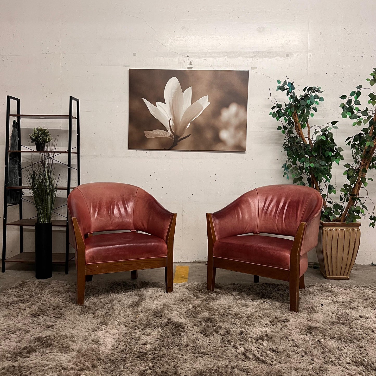 Mitchell Gold + Bob Williams full leather armchairs. Vintage accent Chairs.
