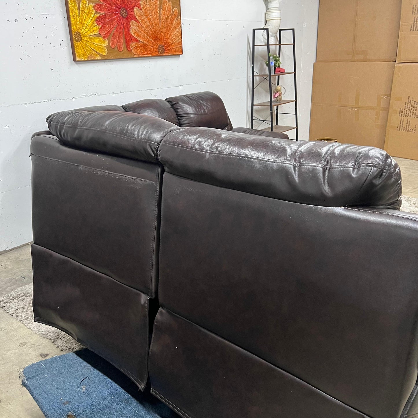 Real leather Reclining sofa set.