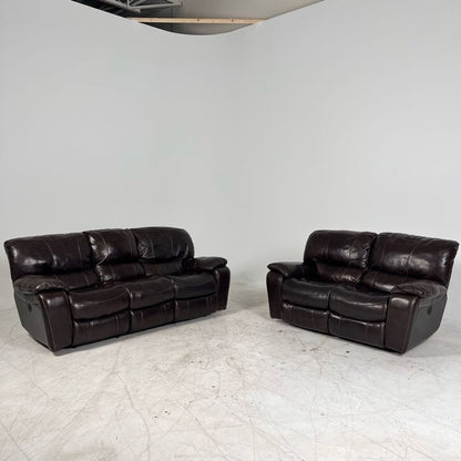 Power reclining sofa set. Genuine leather Power recliner set.