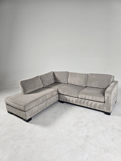 Stylus custom made sectional. Beige L shaped sofa couch.