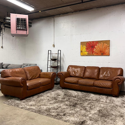 Lane furniture cognac sofa set.