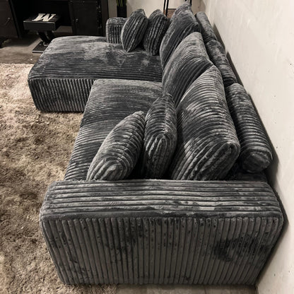 Casa Bella Italian sectional. Thick striped Corduroy