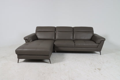 Faux leather sectional. Grey L shaped sofa couch