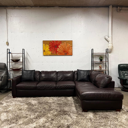 Italsofa Natuzzi leather sectional. L shaped sofa couch.