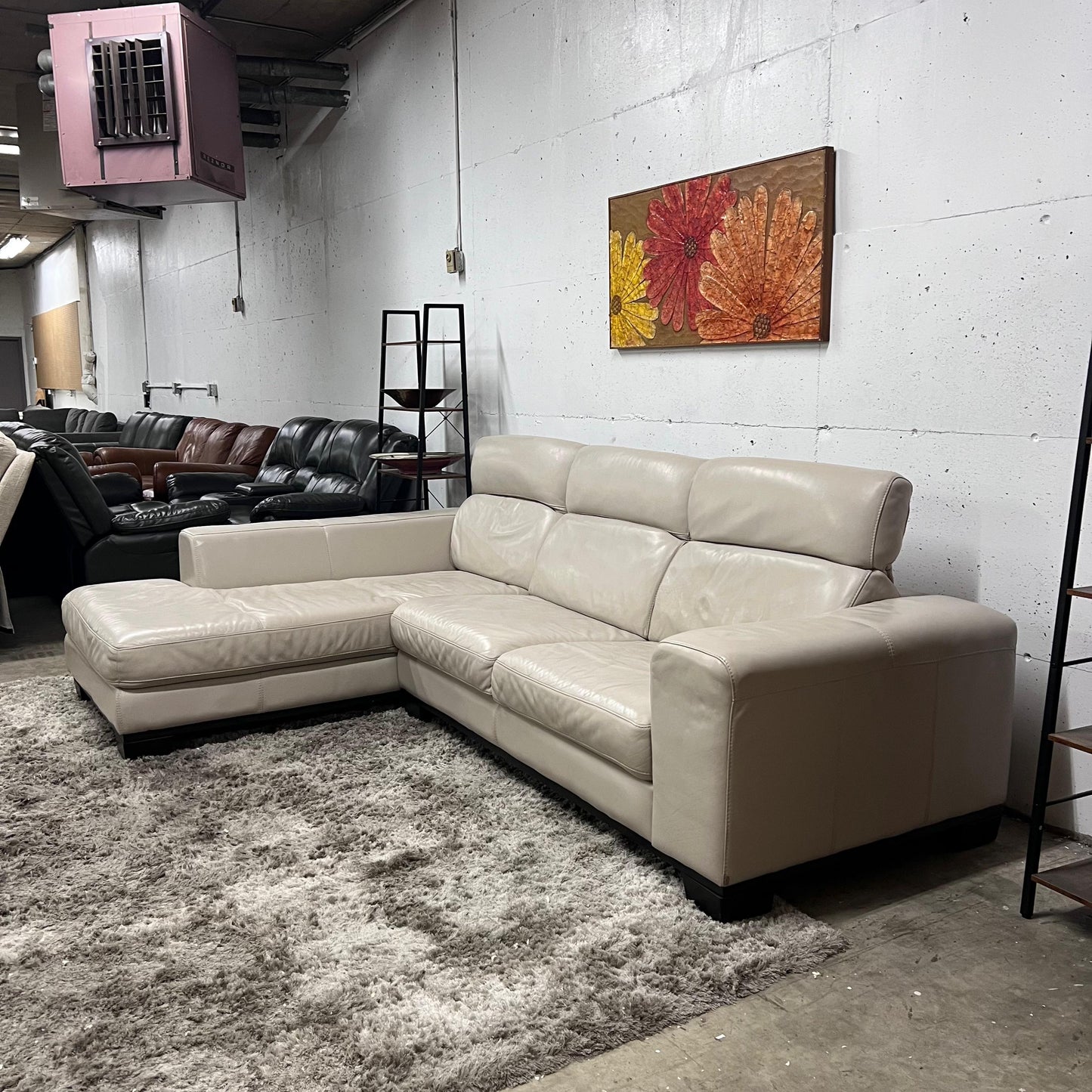 Italian leather sectional.