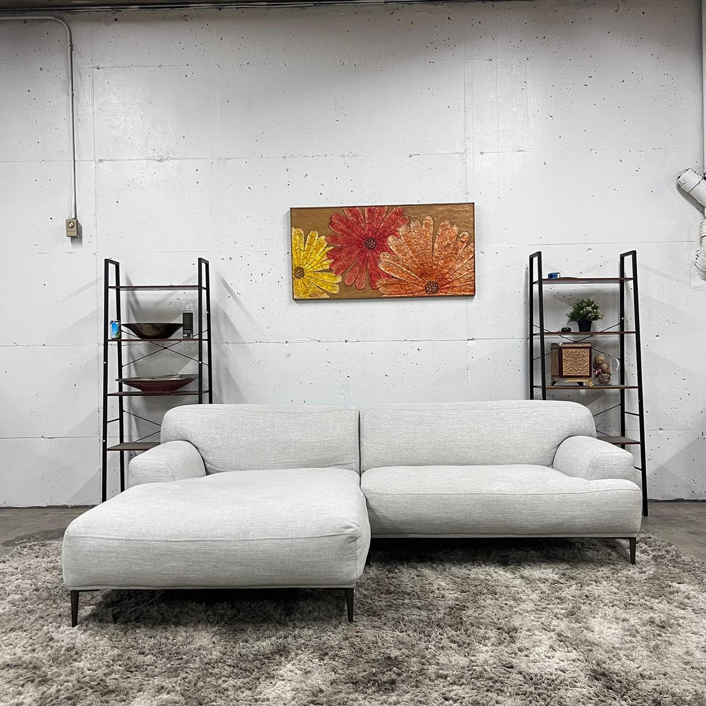 Article Abisko sectional. Grey fabric L shaped sofa couch.