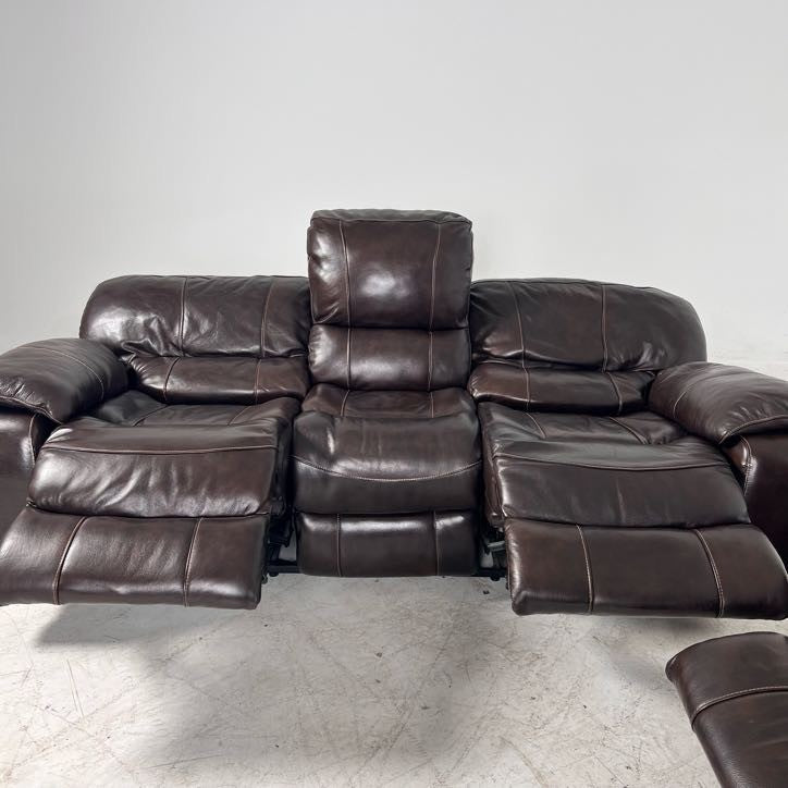 Power reclining sofa set. Genuine leather Power recliner set.