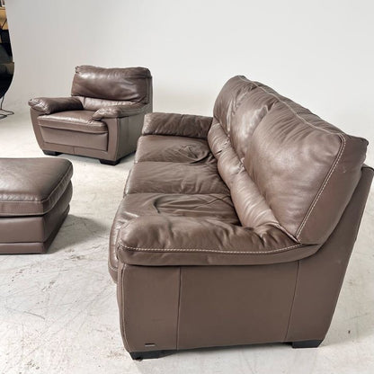 Natuzzi Editions full grain leather sofa set.