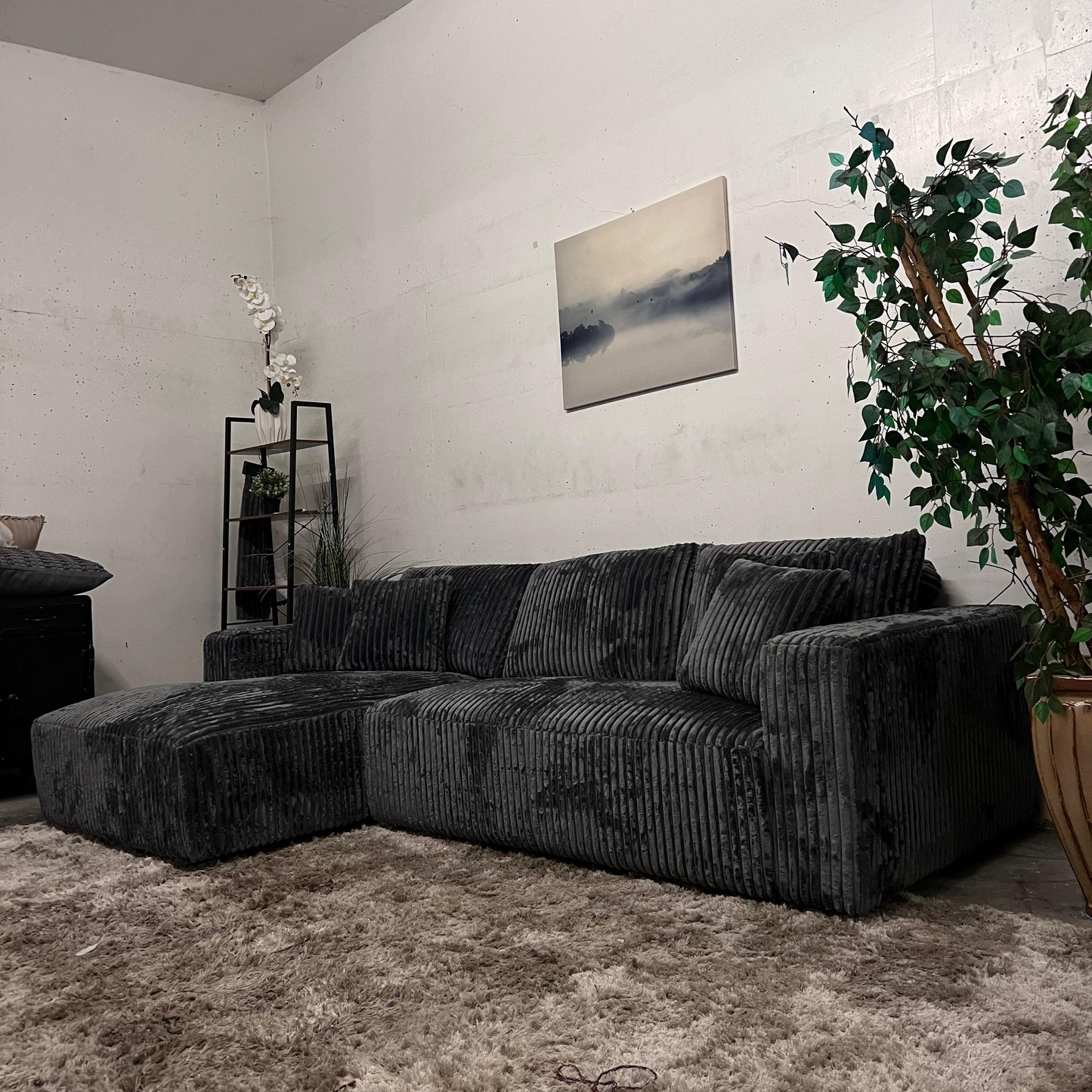 Casa Bella Italian sectional. Thick striped Corduroy