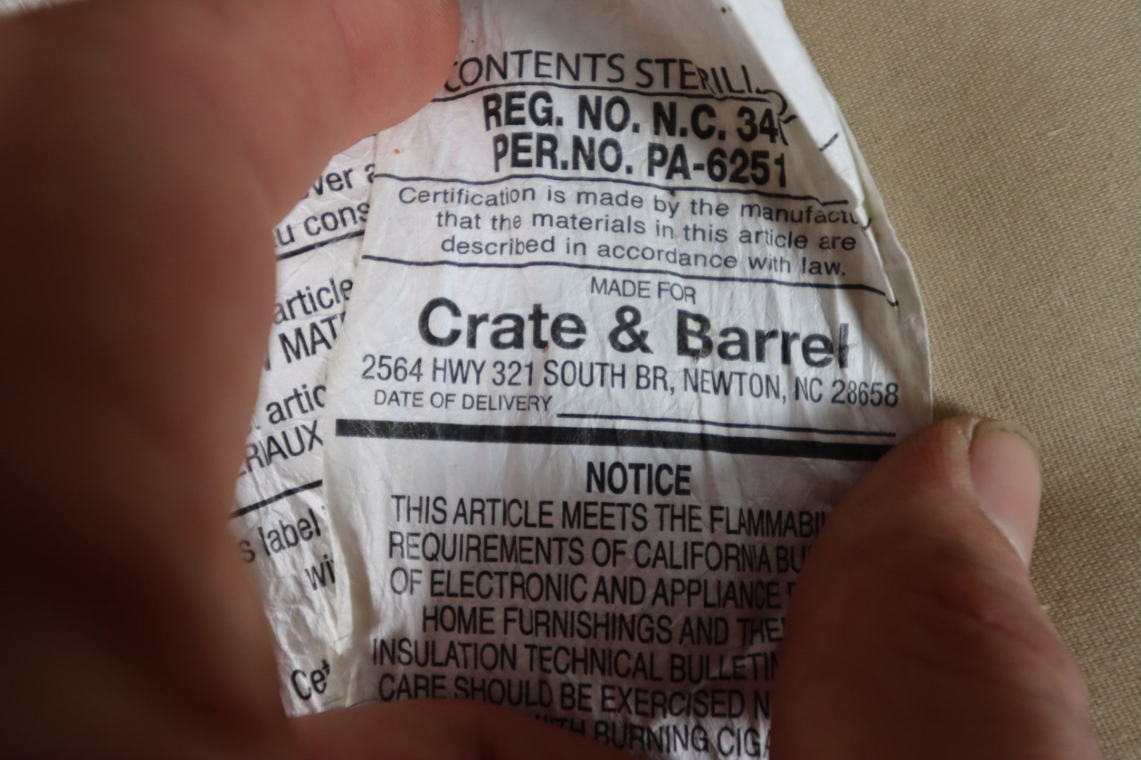 Crate and barrel 3 seater sofa Barrett II. Retails $7300. Fabric sofa