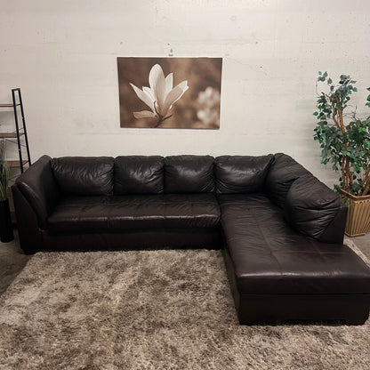 Jag's Furniture Real leather sectional. L shaped sofa couch.