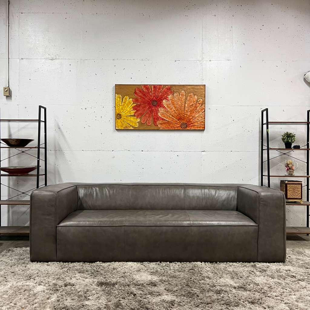 Muse and merchant cigar leather sofa. Mcm aniline leather