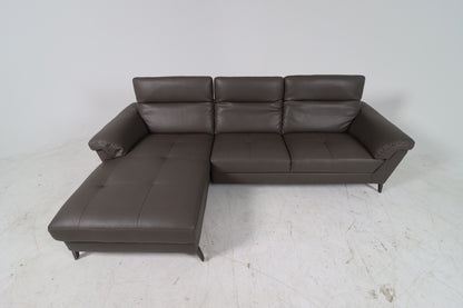 Faux leather sectional. Grey L shaped sofa couch