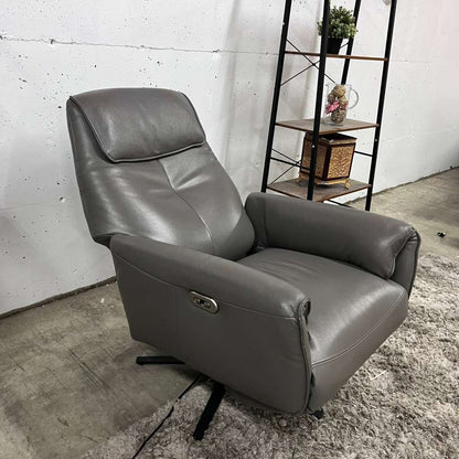 Power leather reclining chair. Real leather armchair.
