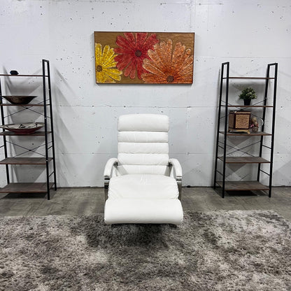La z boy genuine recliner. White leather reclining chair.