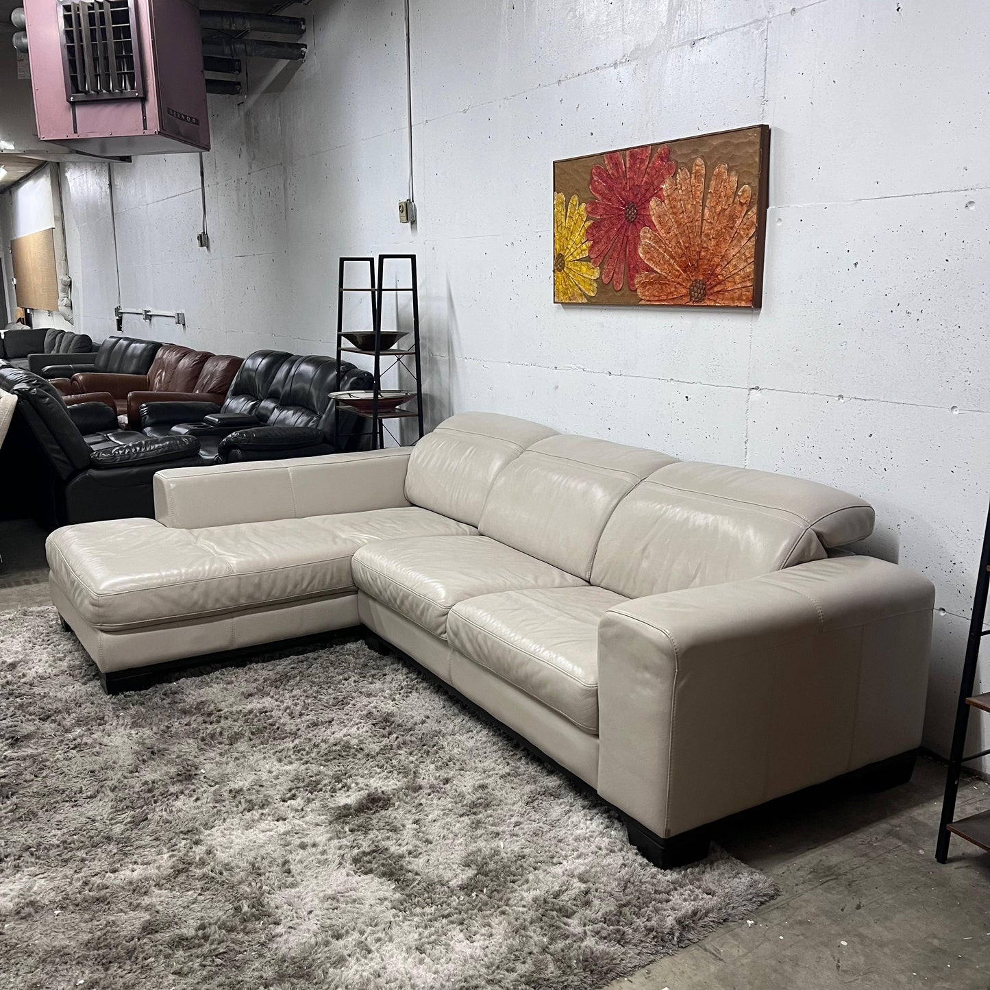 Italian leather sectional.