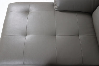 Faux leather sectional. Grey L shaped sofa couch