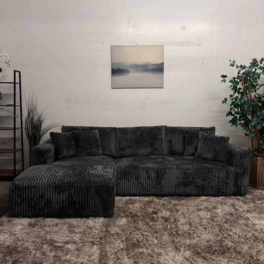 Casa Bella Italian sectional. Thick striped Corduroy