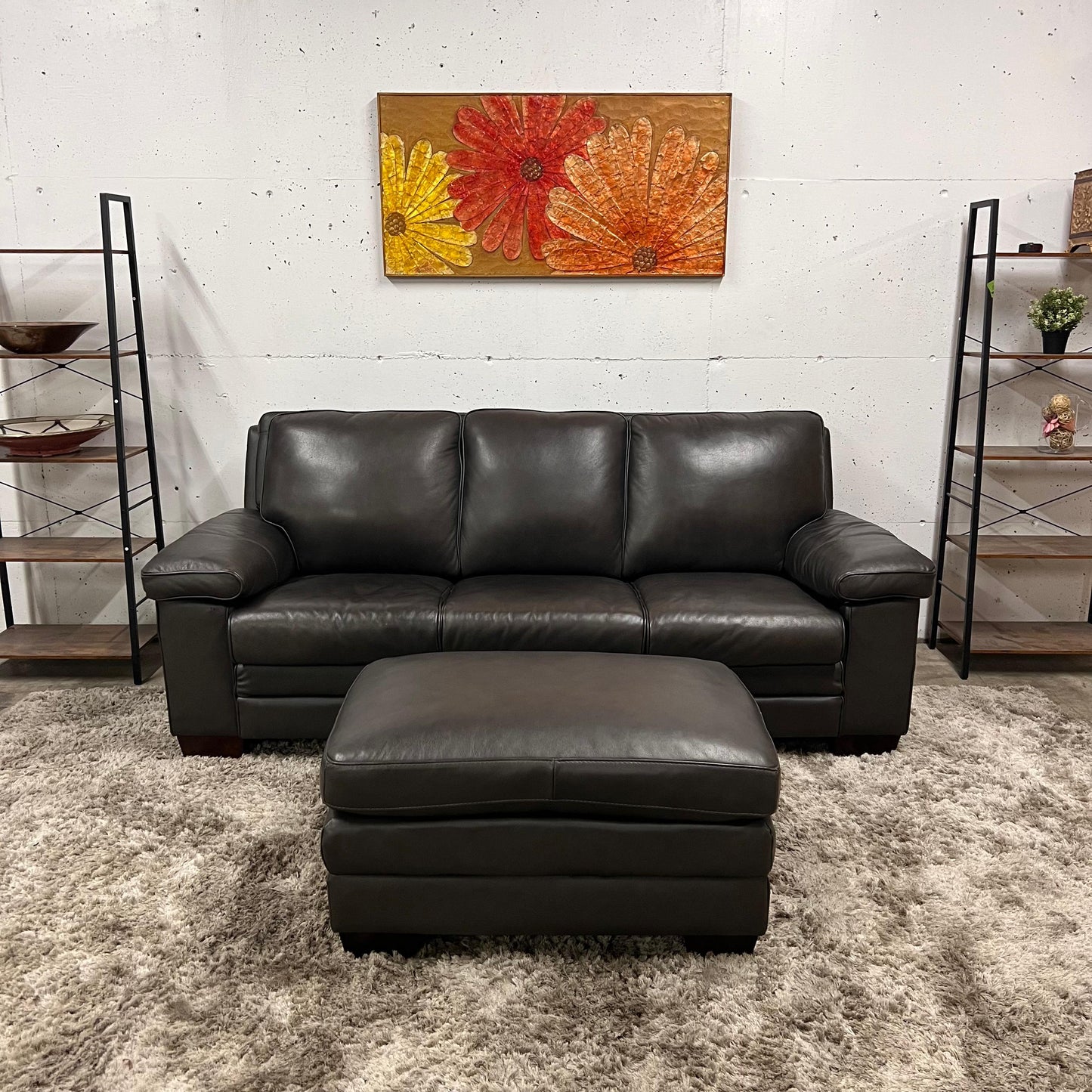 Amax leather sofa and matching ottoman