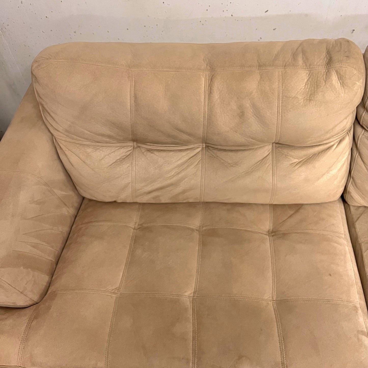 Suede sofa couch from the brick