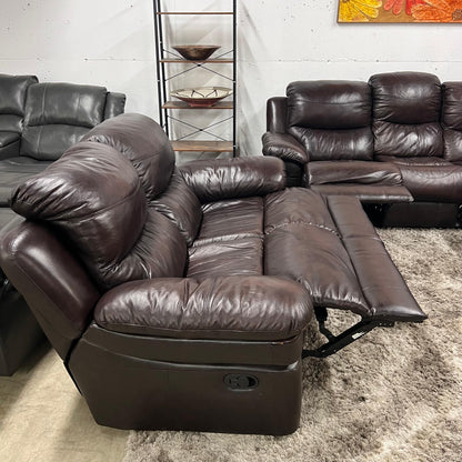 Real leather Reclining sofa set.