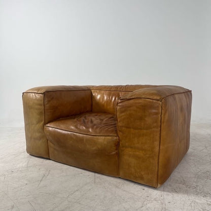 Restoration Hardware fulham aniline leather chair. Giant single seater sofa couch.