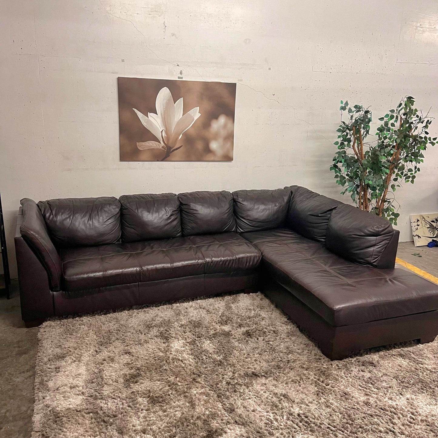 Jag's Furniture Real leather sectional. L shaped sofa couch.