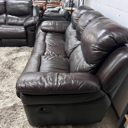 Real leather Reclining sofa set.