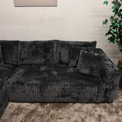 Casa Bella Italian sectional. Thick striped Corduroy