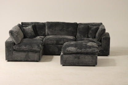 Cloud Modular Sectional – Dark Grey Striped Corduroy