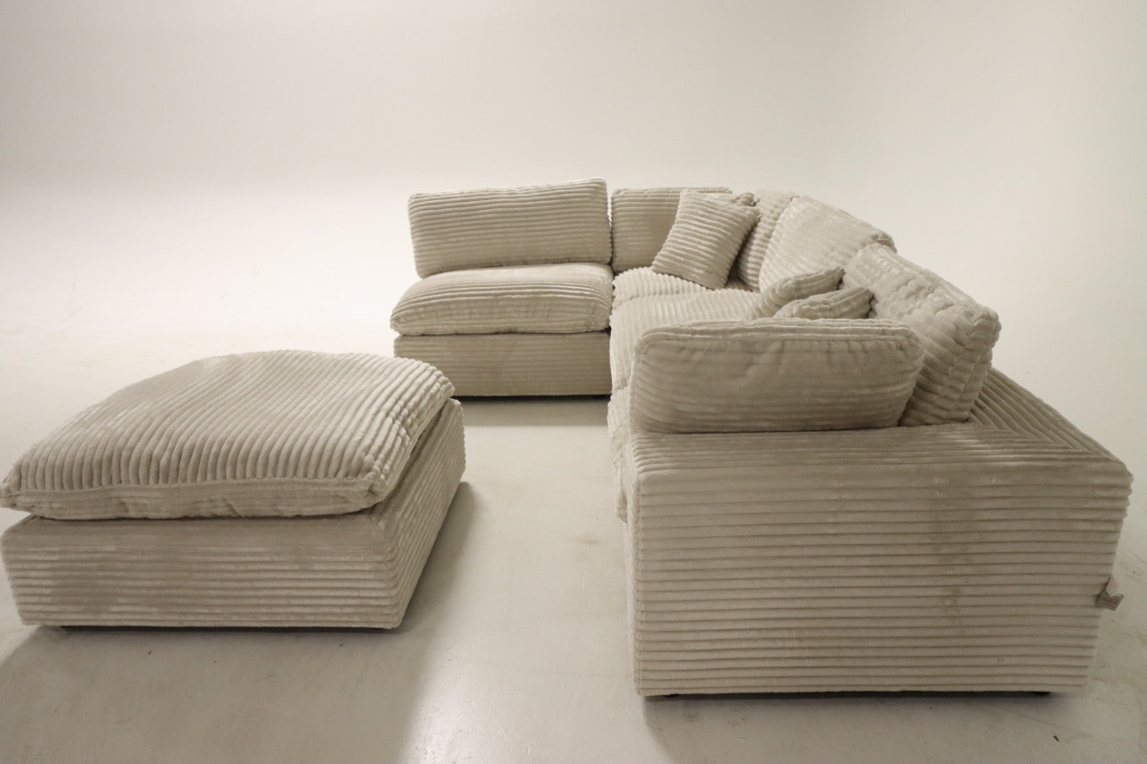 Cloud Modular Sectional – Beige Striped Corduroy