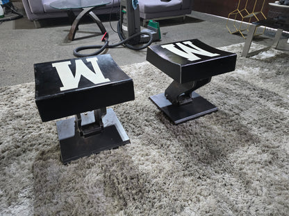 2 distressed stools Rh style