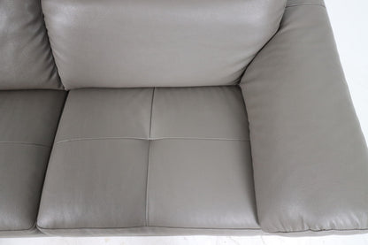 Faux leather sectional. Grey L shaped sofa couch