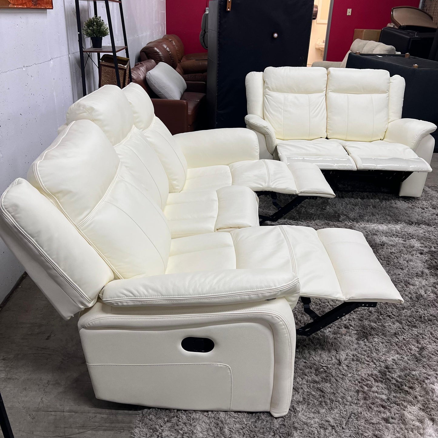 3 piece reclining sofa set. Couch loveseat and chair recliners.