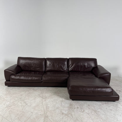 Genuine high end brown leather sectional. L Shaped sofa couch