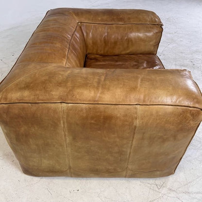 Restoration Hardware fulham aniline leather chair. Giant single seater sofa couch.