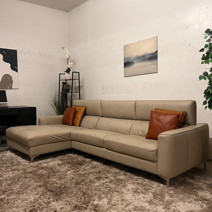 Moe's leather sectional. L Shaped sofa couch.