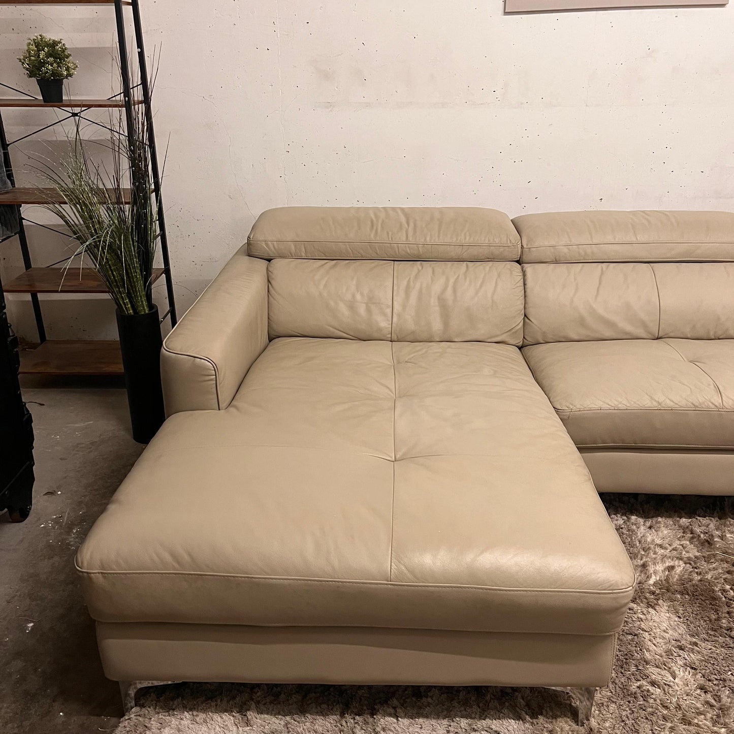 Moe's leather sectional. L Shaped sofa couch.