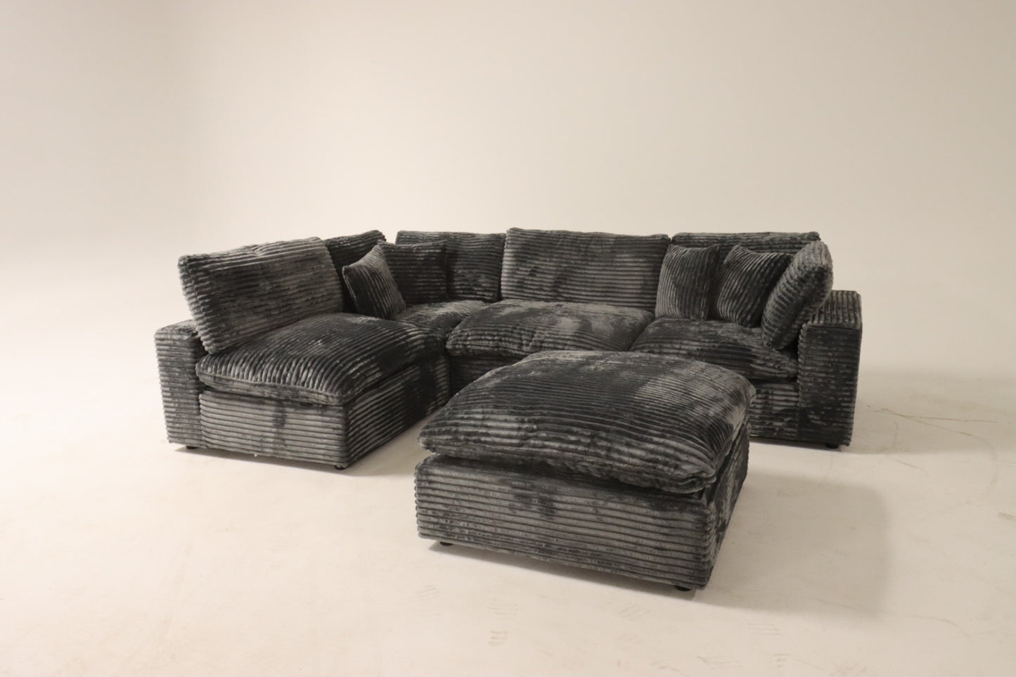 Cloud Modular Sectional – Dark Grey Striped Corduroy