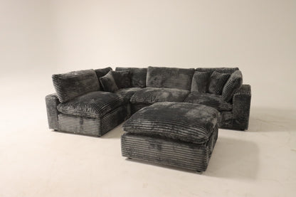 Cloud Modular Sectional – Dark Grey Striped Corduroy