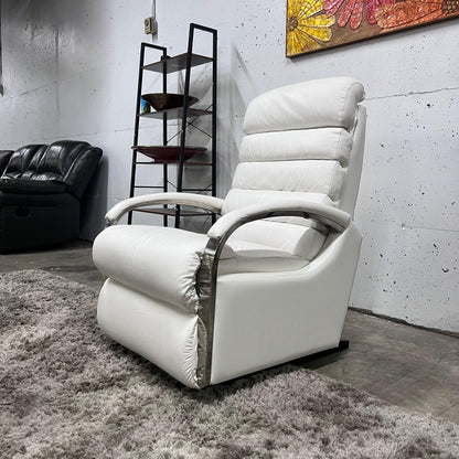 La z boy genuine recliner. White leather reclining chair.