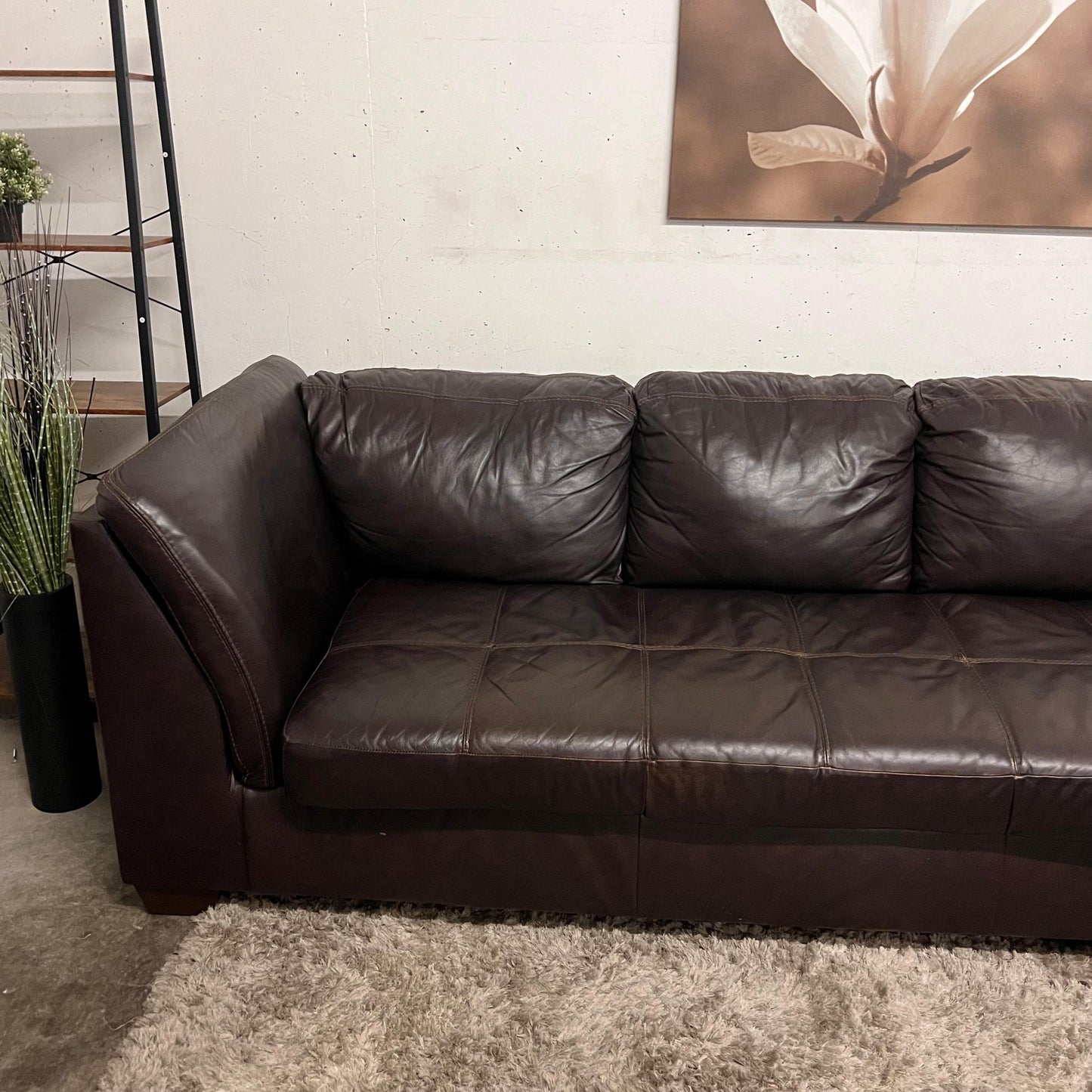 Jag's Furniture Real leather sectional. L shaped sofa couch.